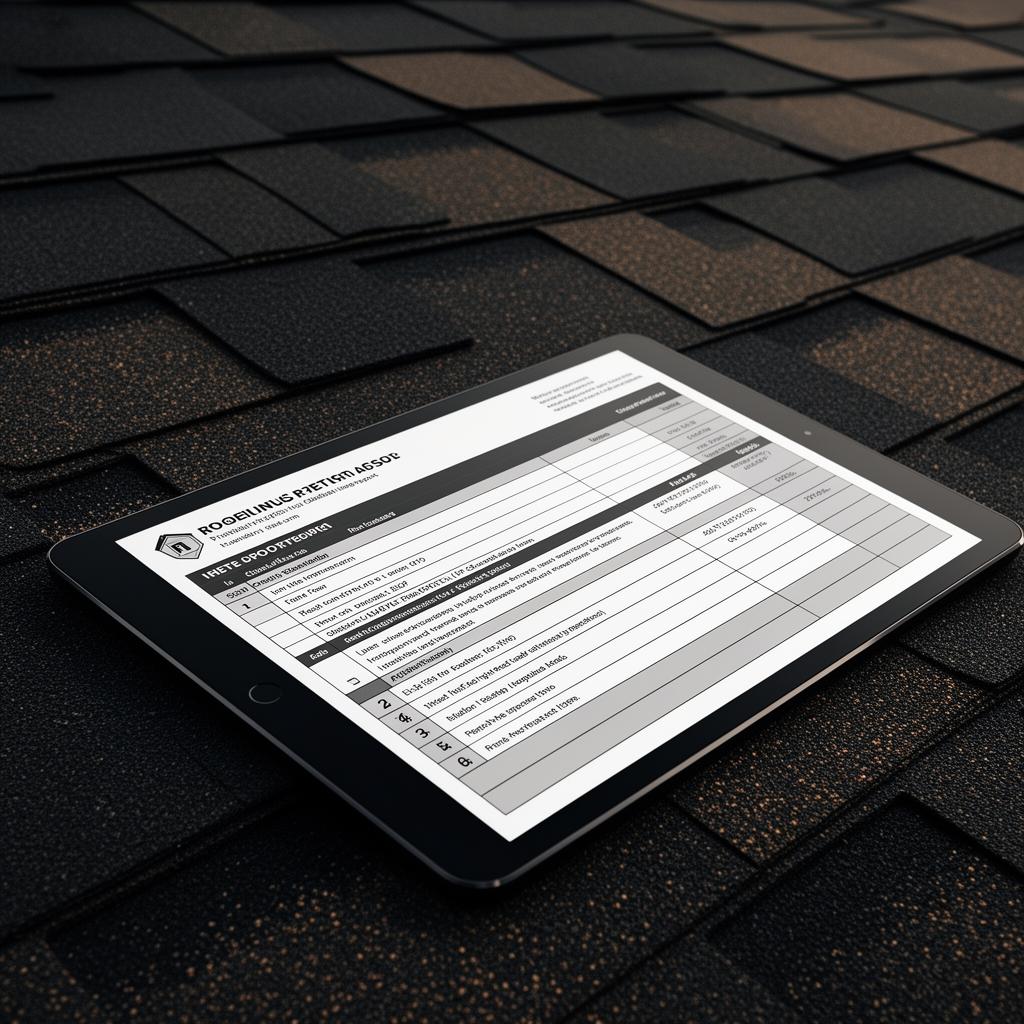 Roof inspection report on tablet